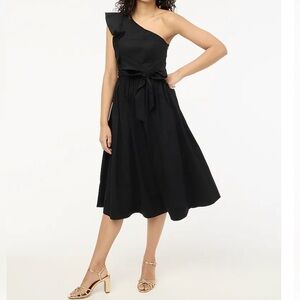 J. Crew Factory sz 4 Black One-shoulder midi dress New
